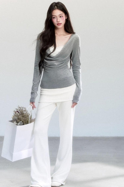 Gray Flower Swing Knitwear