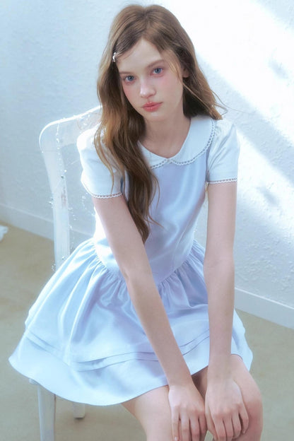 Satin Blue College Dress