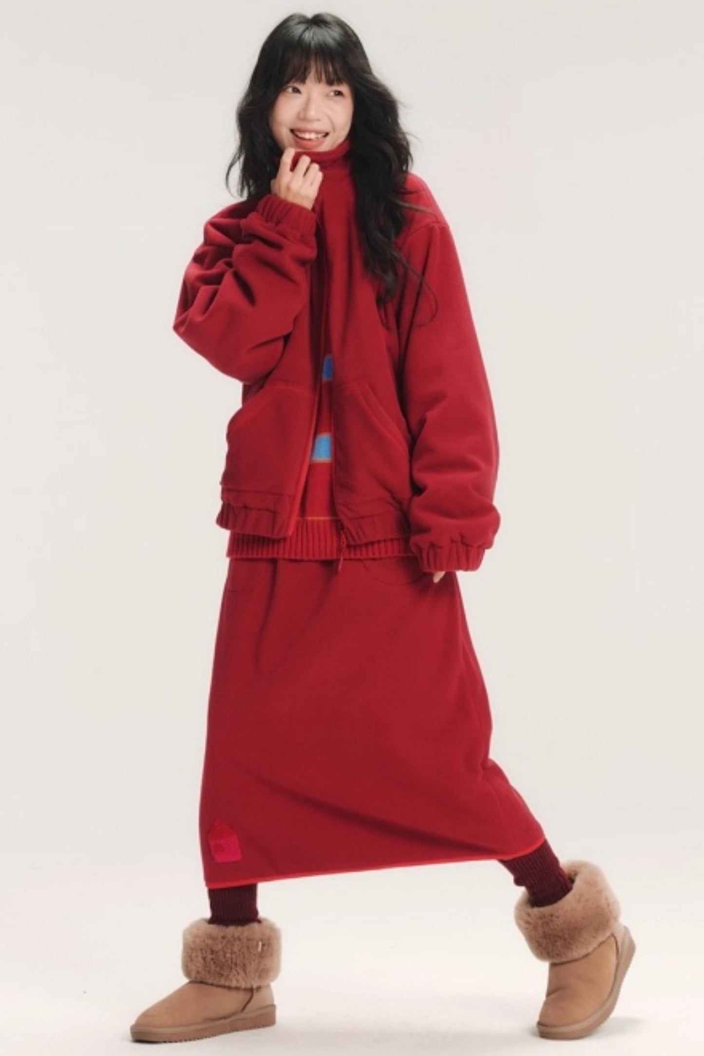 Color-Block Embroidery Fleece Jacket