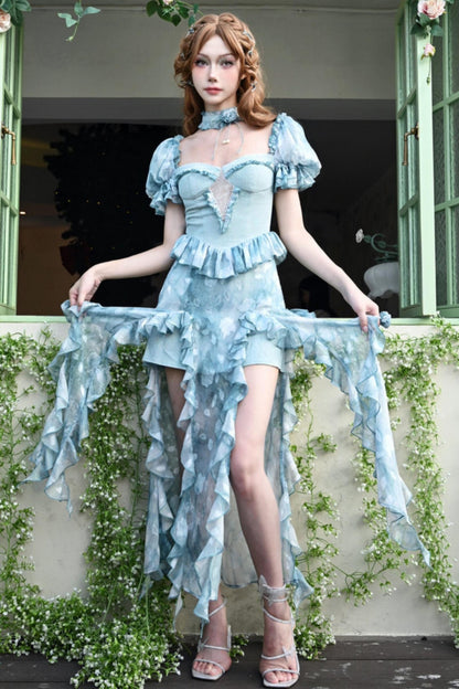 Dreamy Ruffle Tie-Dye Princess Dress Set-Up