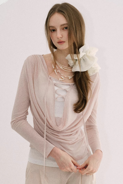 Nude Pink Lyocell Blouse Set-Up