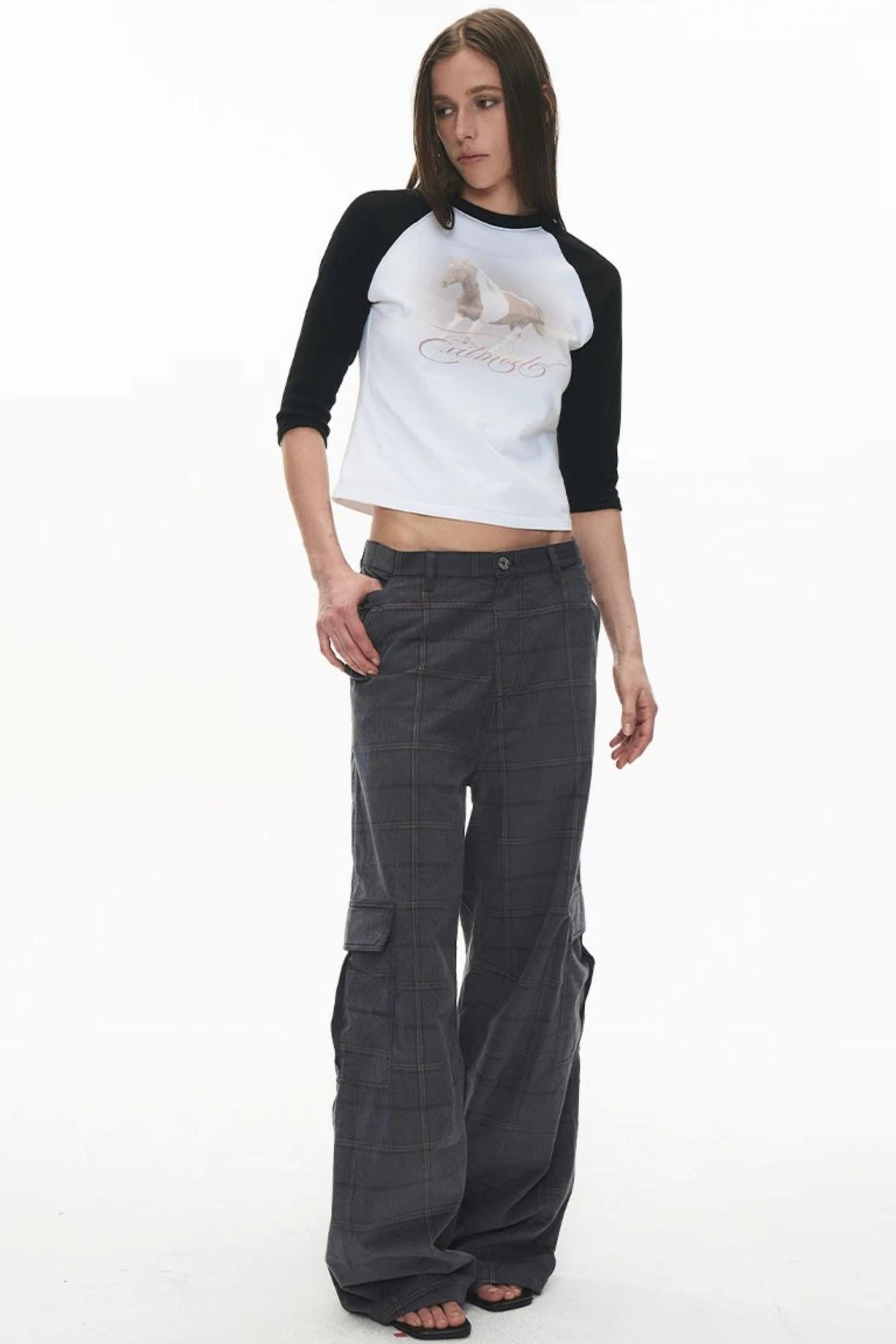 Exitmode Retro Two-Tone Plaid Cargo Pants