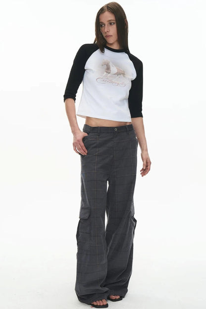 Exitmode Retro Two-Tone Plaid Cargo Pants