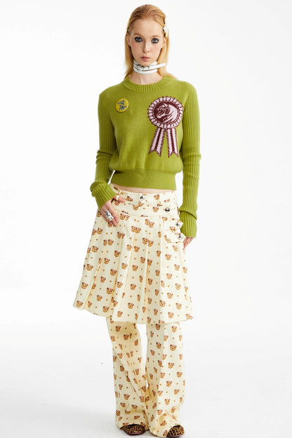 Detachable Pleated Two-Wear Slimming Culottes Pants Set