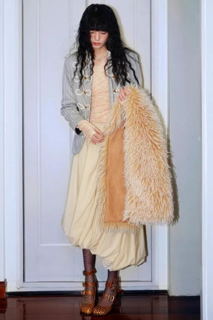 Vintage Lace-up Plush Scarf