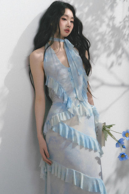 Sea Mint Halter Skirt Set-Up