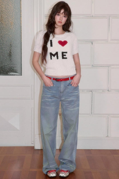 Versatile Crew Neck Love Knitwear