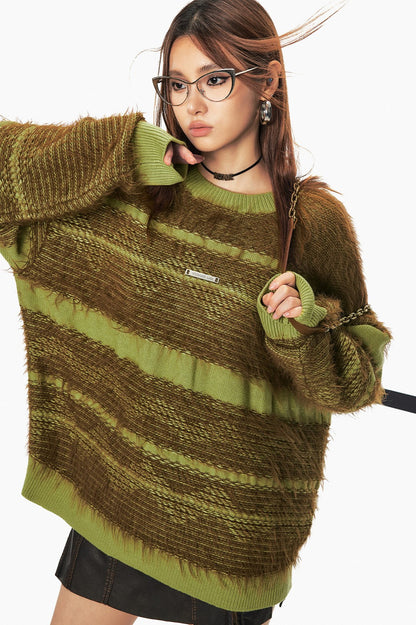 Mohair Jacquard Loose Sweater