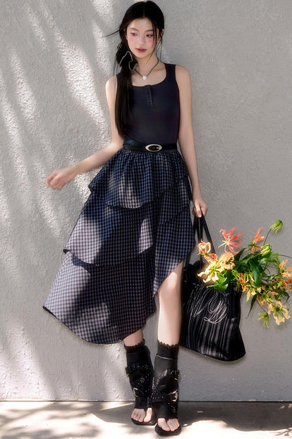 Summer Patchwork Asymmetrical Hem Dress