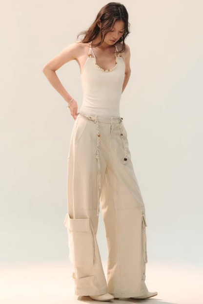 Distressed Washed Cargo Pants