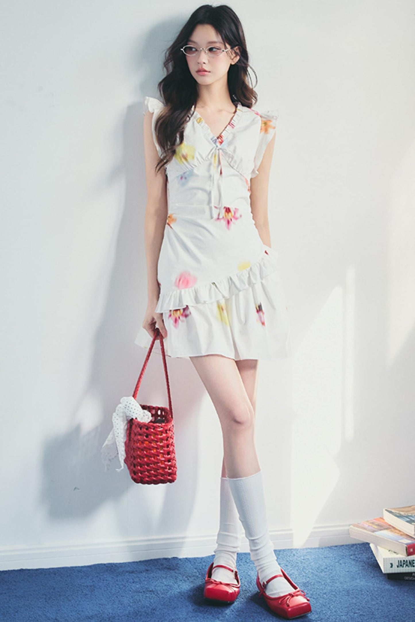 Floral V-Neck Ruffle Dress