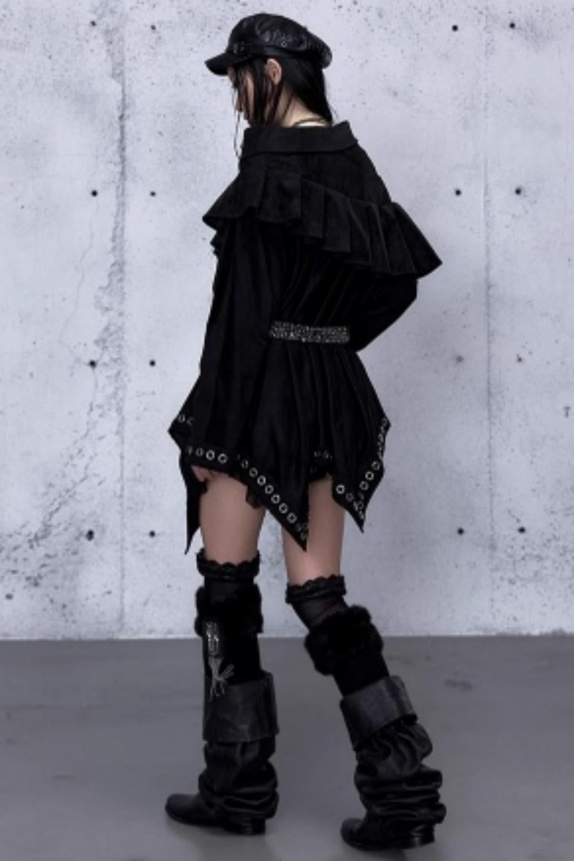 Dark Punk Patchwork Midi Skirt
