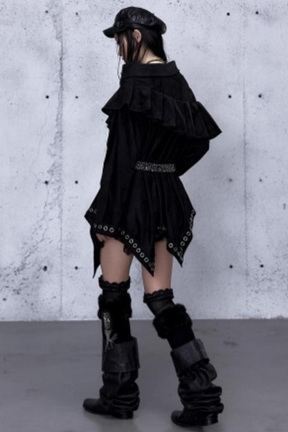 Dark Punk Patchwork Midi Skirt