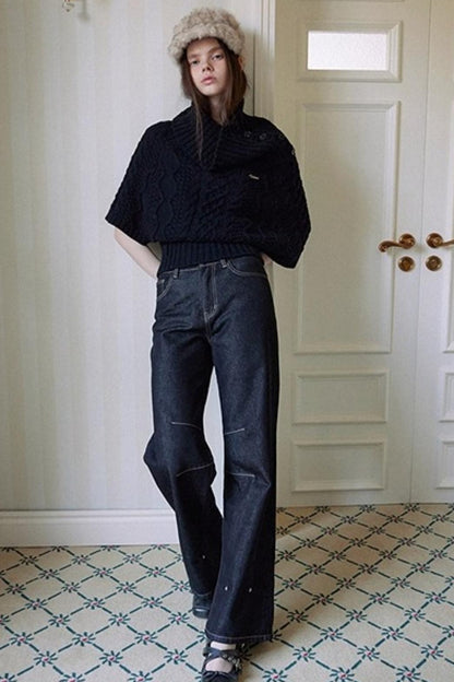 Black Eco-Friendly Frayed Hem Jeans