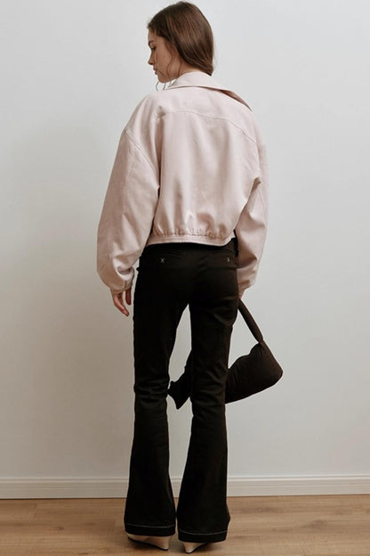 Faux Suede Embroidery Jacket