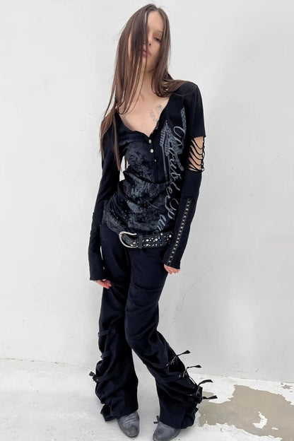 Ripped Punk Printed Sweater