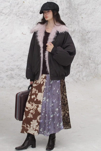 Retro Jacquard Taro Purple Skirt