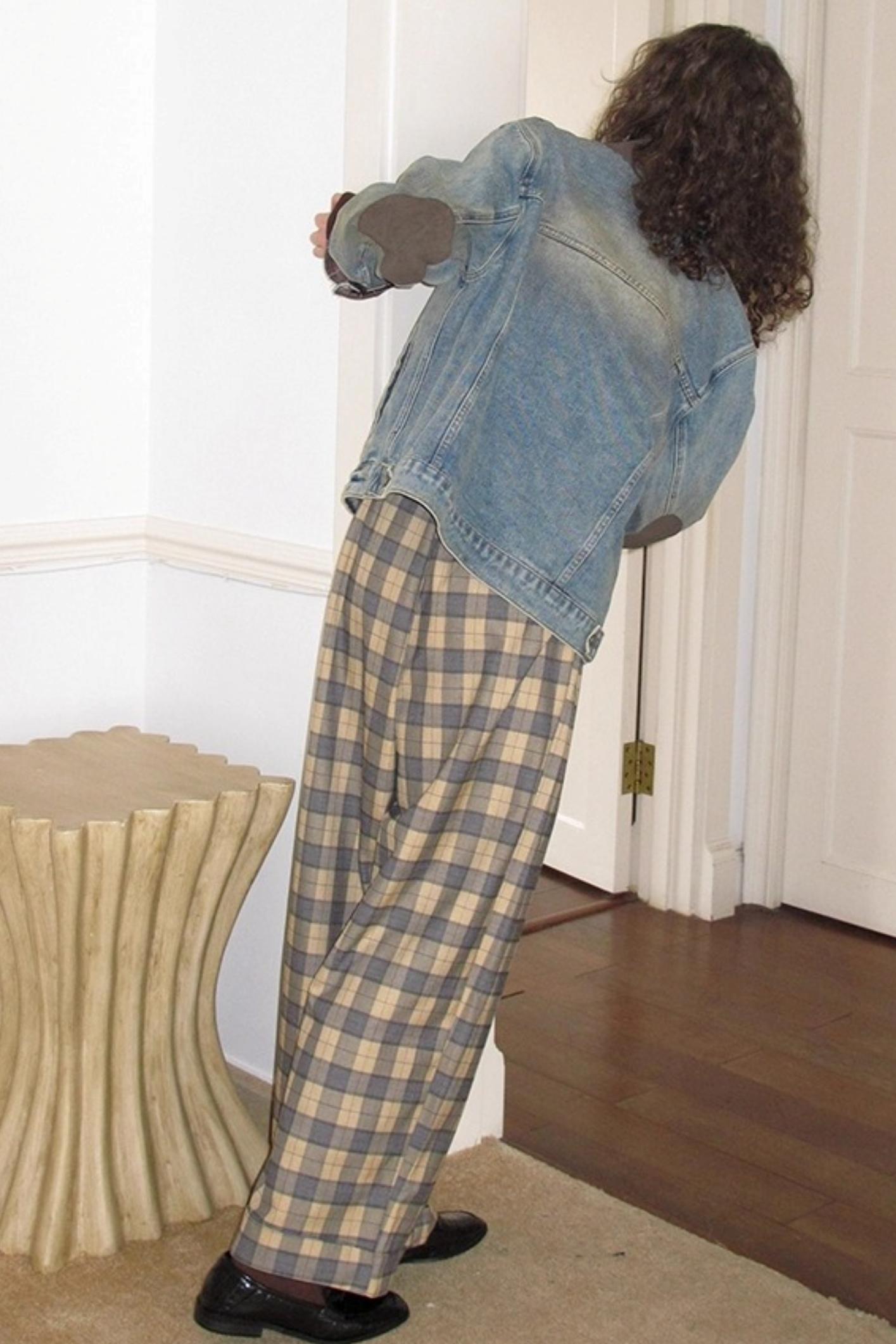 Autumn Plaid Denim Jacket