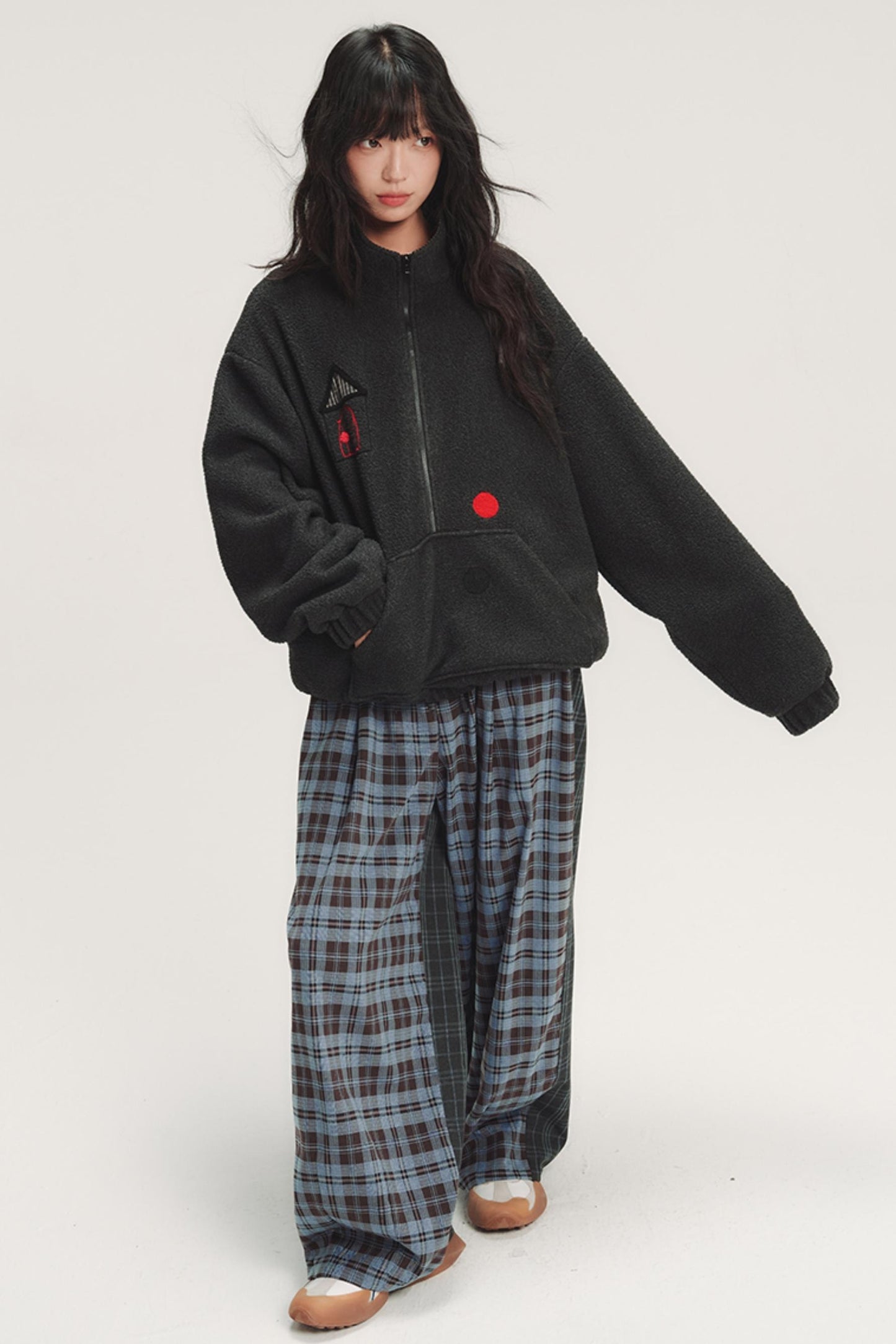 Colorful Plaid Fleece Sweatshirt