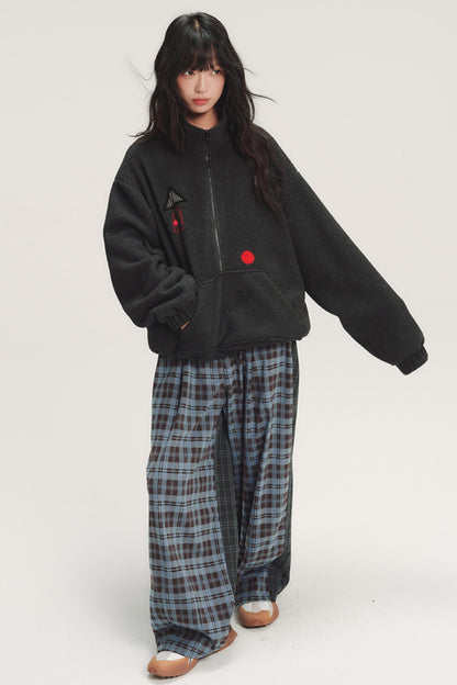 Colorful Plaid Fleece Sweatshirt