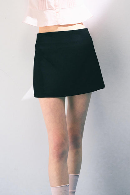 Navy Embroidered A-Line Skirt