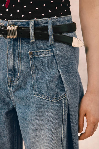 Summer Pleated Denim Pants