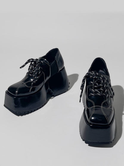 Y2K Lace Up Platform Derby Shoes