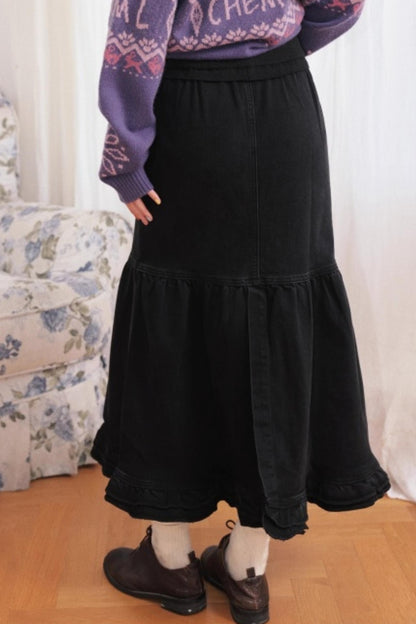 Dark Night Lace Denim Skirt