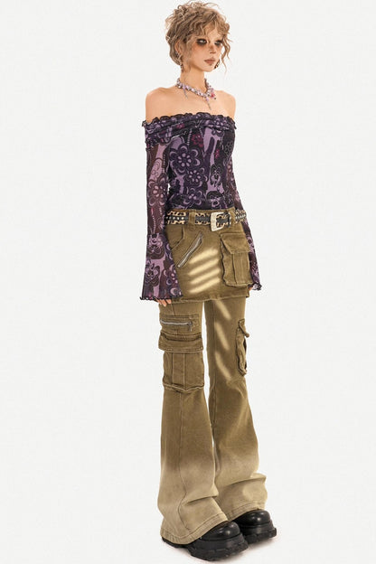 Retro Washed Flared Pants
