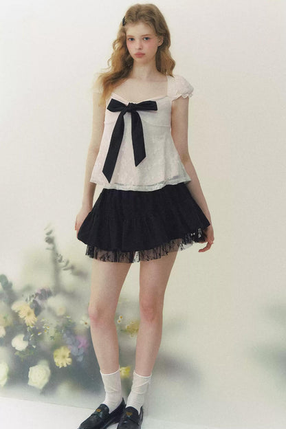 Summer Square Neck Bow Blouse