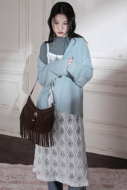 Hand-Cranked Jacquard Woolen Sweater Set