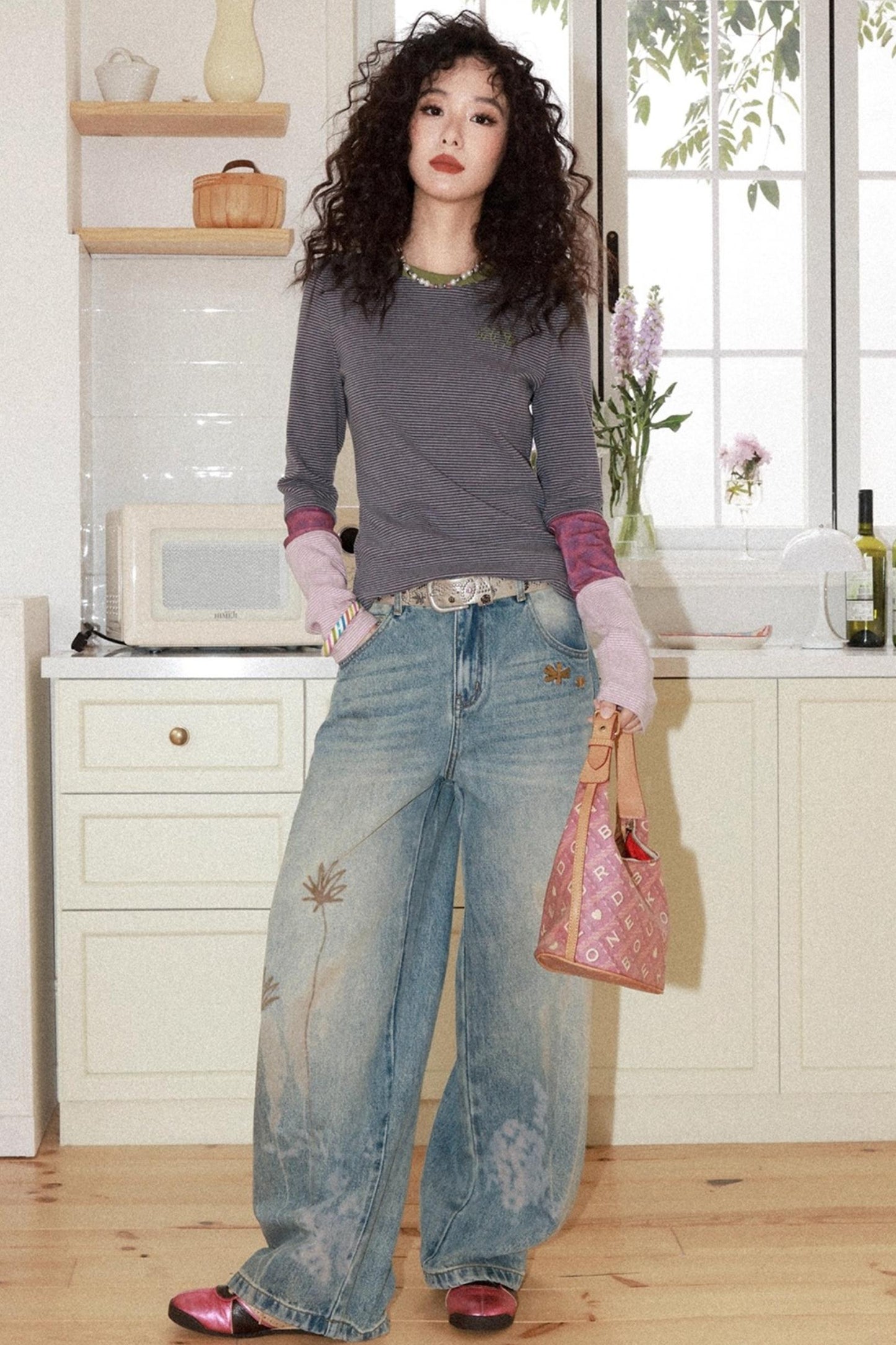 Striped Color-Blocking Slim T-Shirt