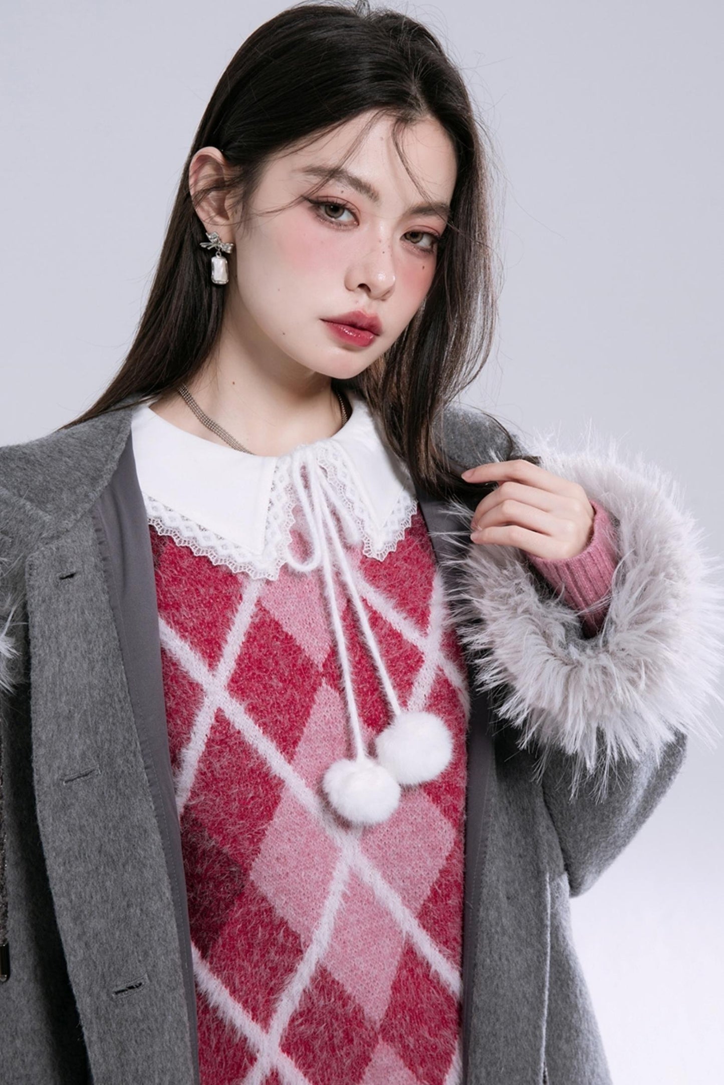 Detachable Lace Wool Sweater Top