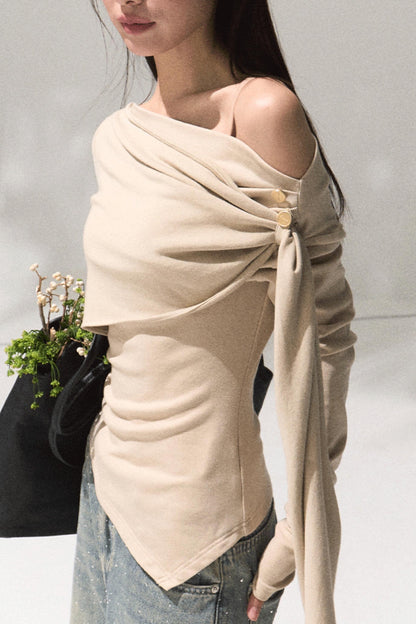 Ancient Shrine Collar Long Sleeve Knit Base Shirt