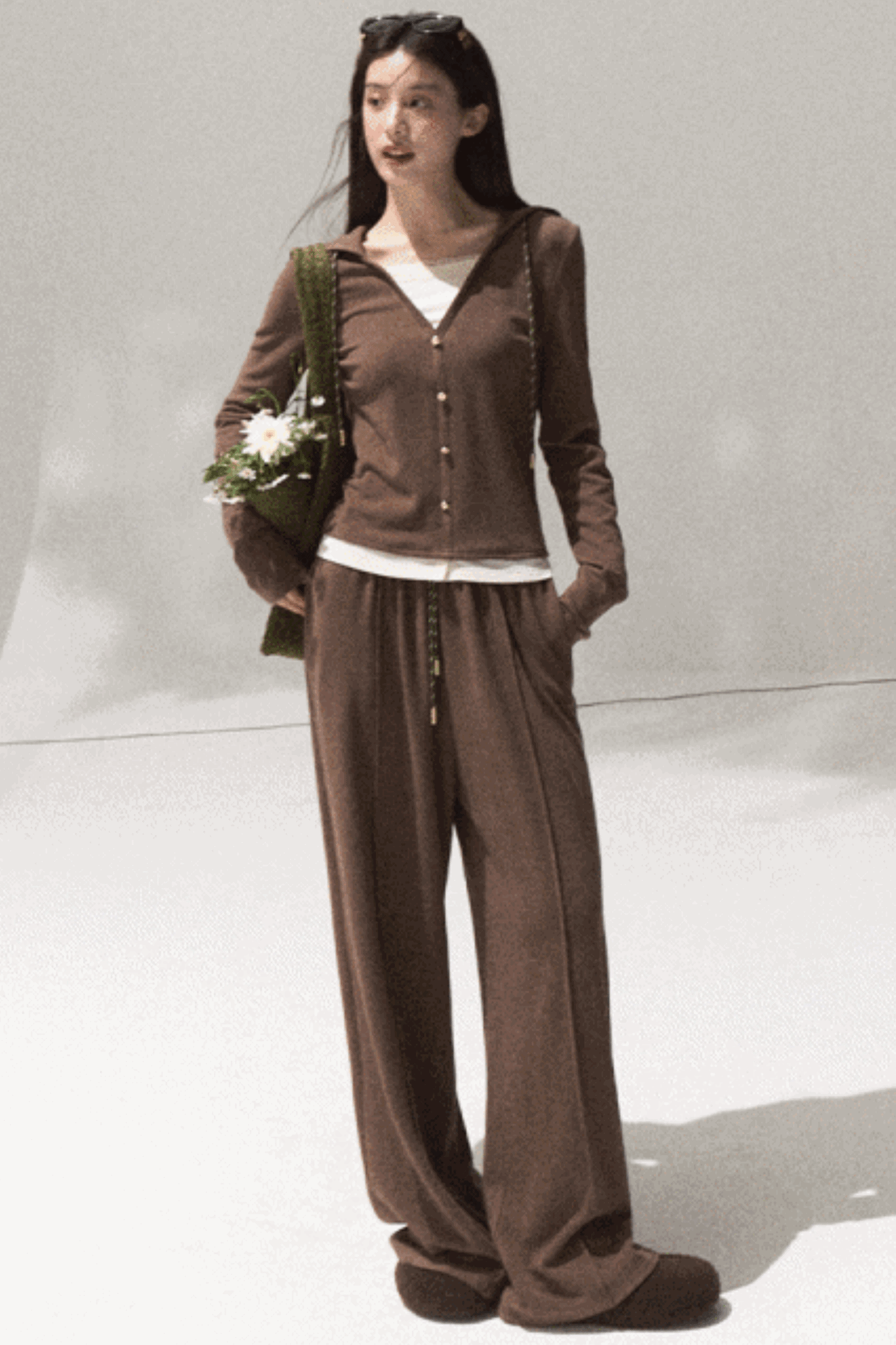 Tears Knit Top & Wide-Leg Pants Set-Up