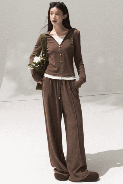 Tears Knit Top & Wide-Leg Pants Set-Up