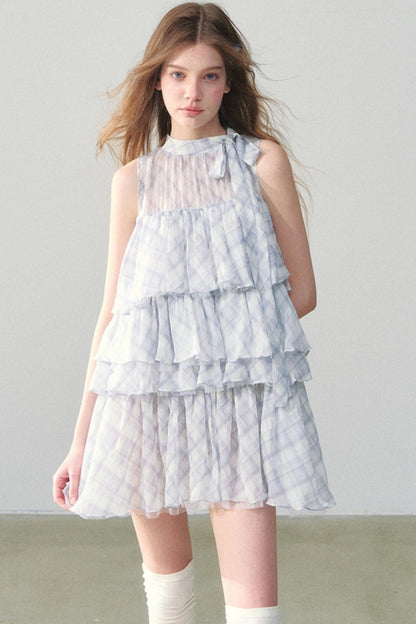 Light Blue Gingham Tutu Dress