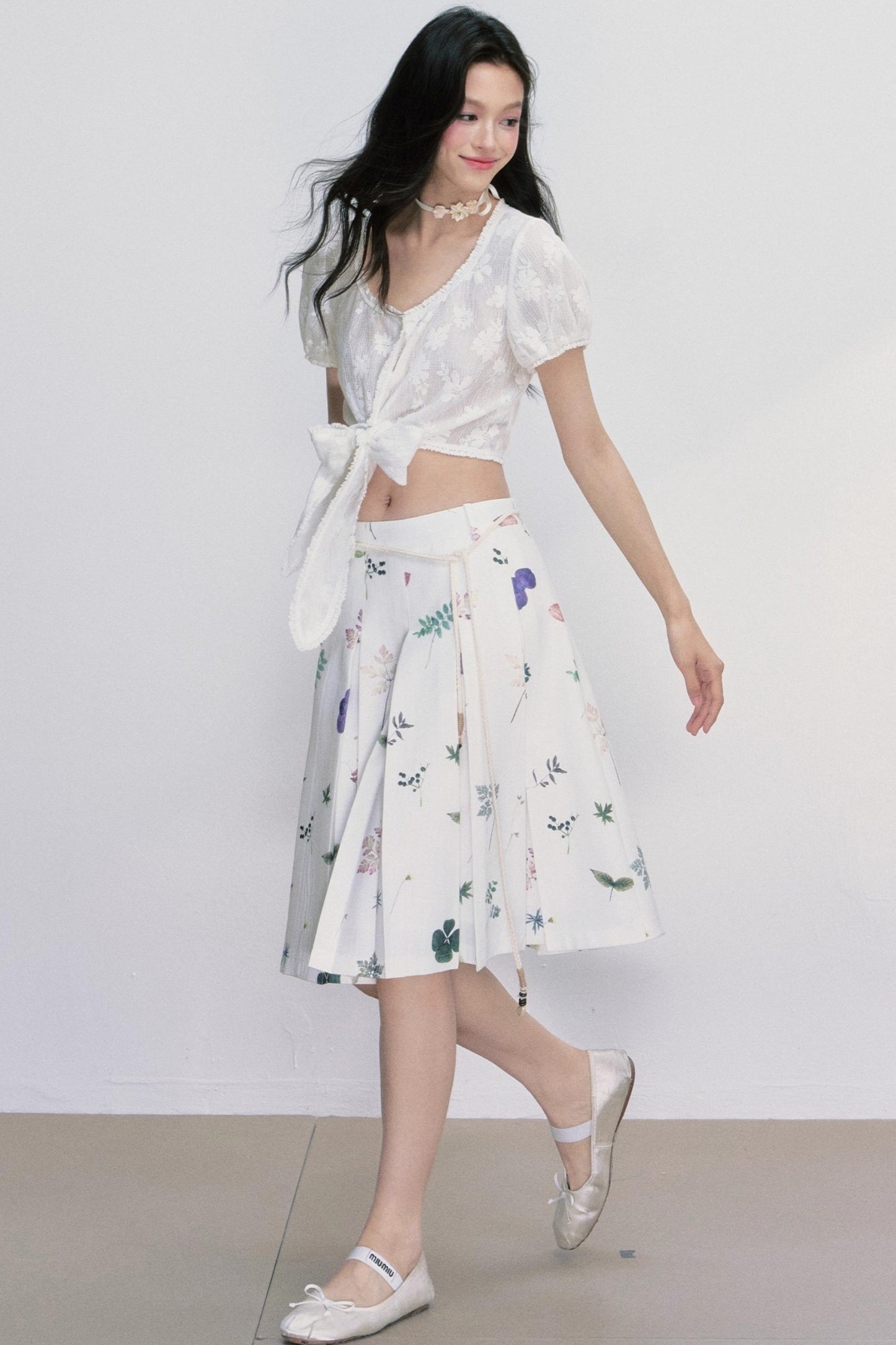 Preface Flower Print A-Line Skirt