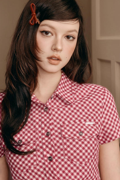 Retro Sweet Striped Short Sleeve Shirt