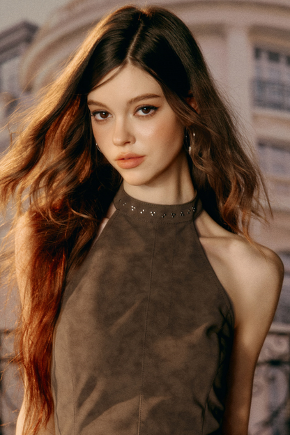 Vintage Faux Suede Tassel Camisole