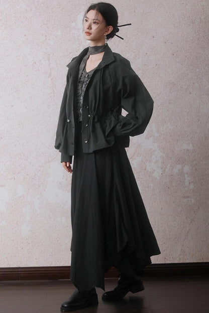 Autumn Gray Tie-dye Knitted V-Neck T-Shirt