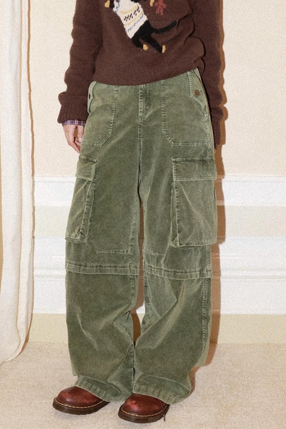 Retro Corduroy Cargo Pants