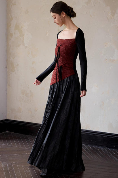 Brick Red Square Neck Pullover Top