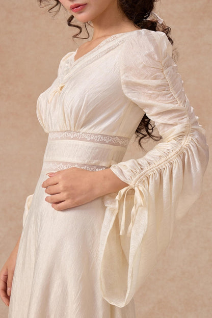 French court style V-Neck Satin Dress