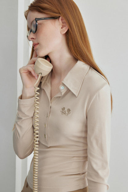 Wave Embroidered Polo Tee