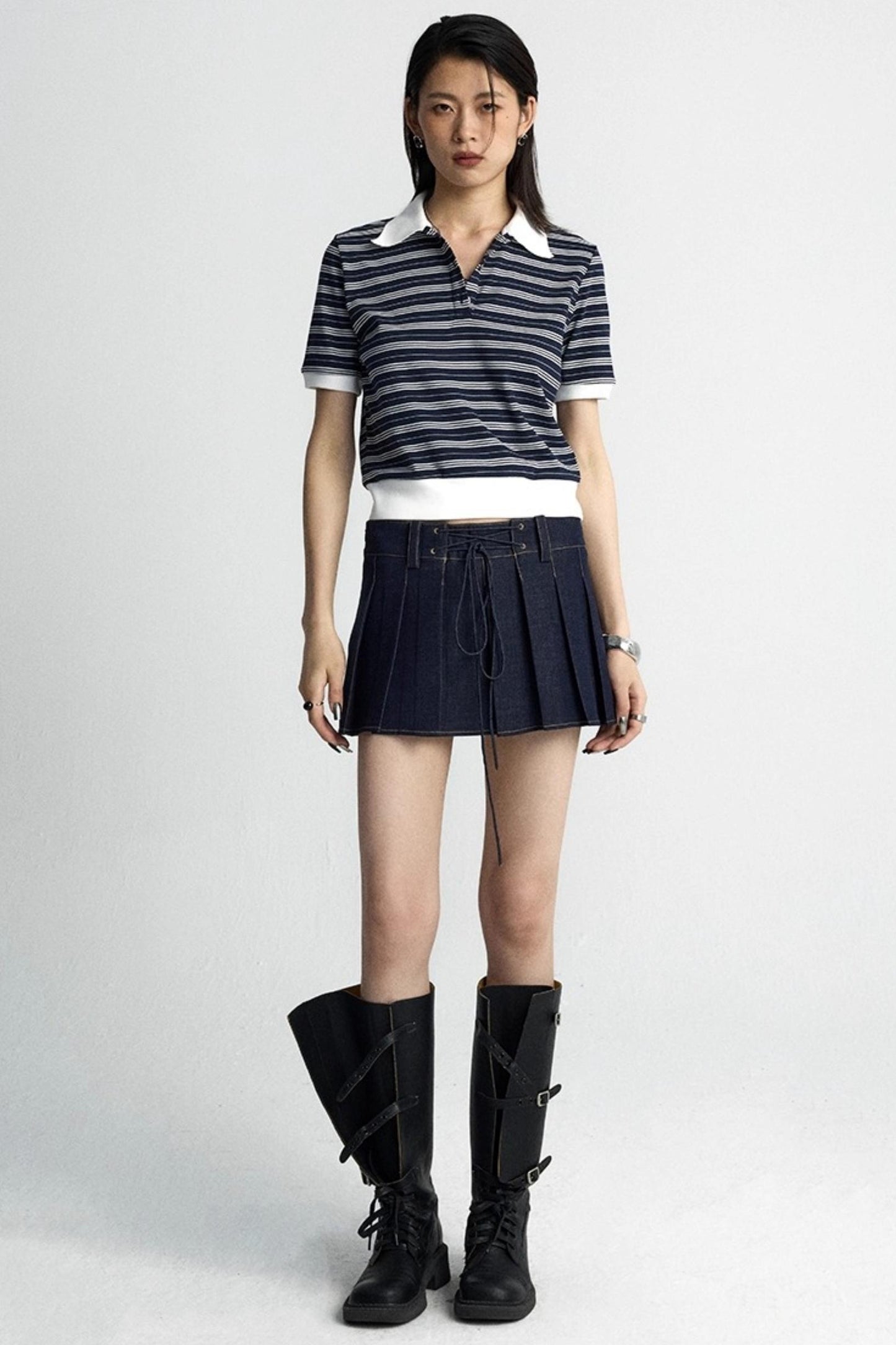 Vintage Crossover Pleated Skirt