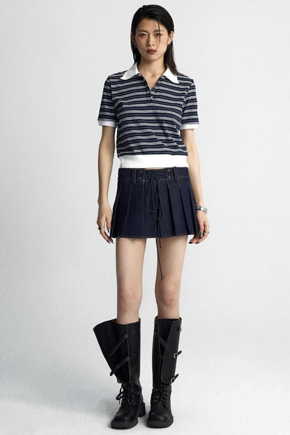 Vintage Crossover Pleated Skirt