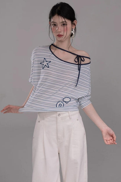 Off-Shoulder Starfish T-Shirt