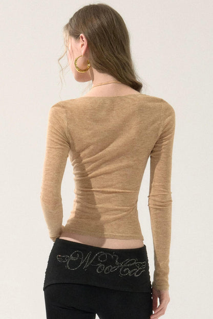 Lace Trim V-Neck Top