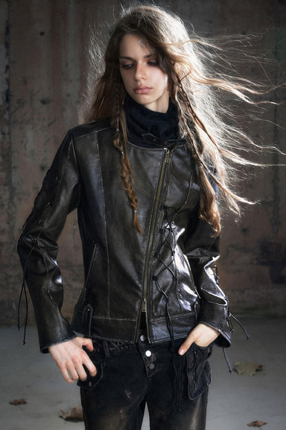 Panelled Knit Leather Jacket